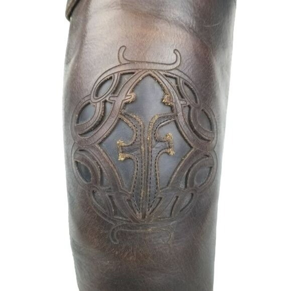 Frye Logo Embossed Melissa back button zip tall Riding Boots womens 6 - Picture 5 of 16